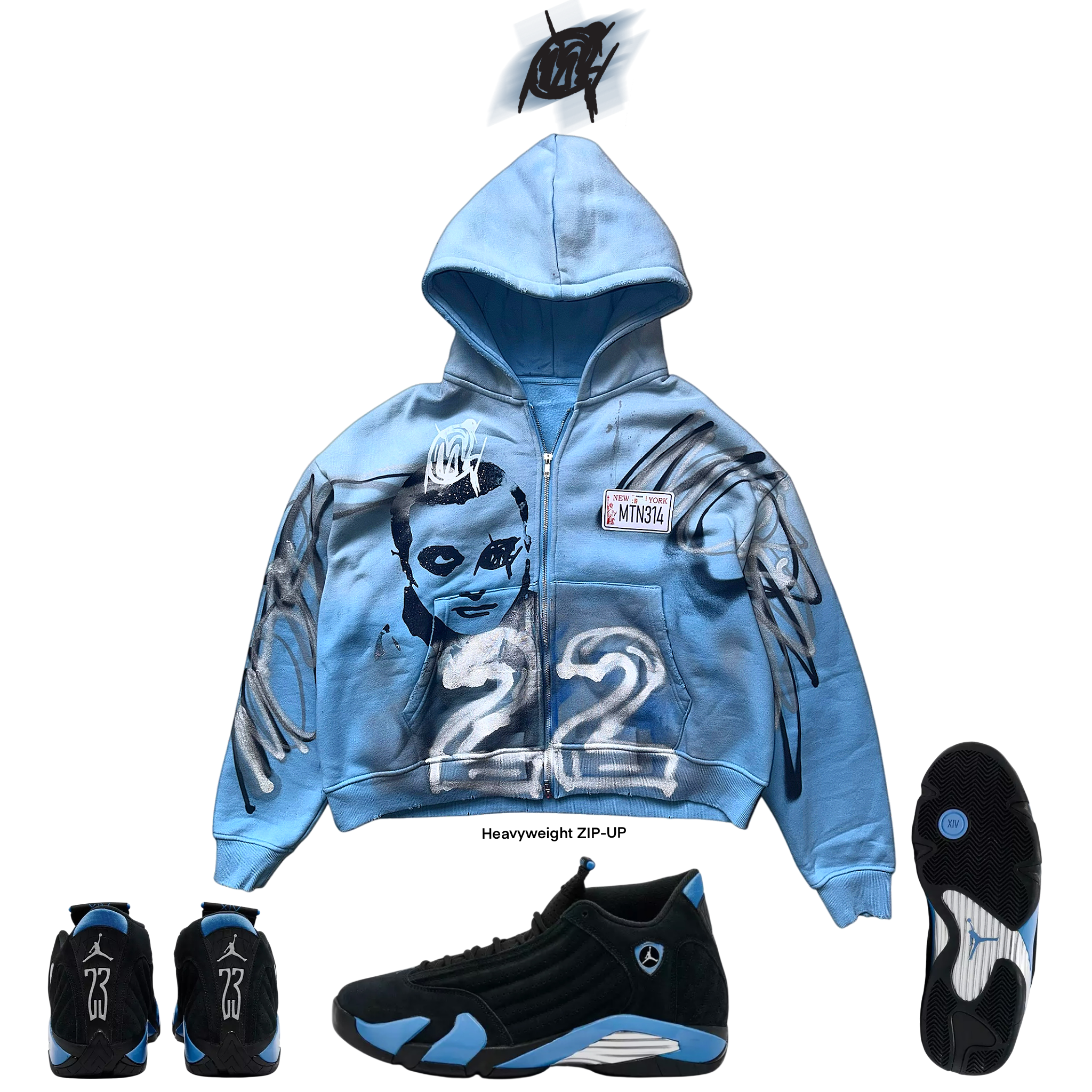 University blue heavyweight Zip-Up